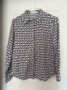 MNG (Mango) Button Down Shirt | Size S | Black White Geometric